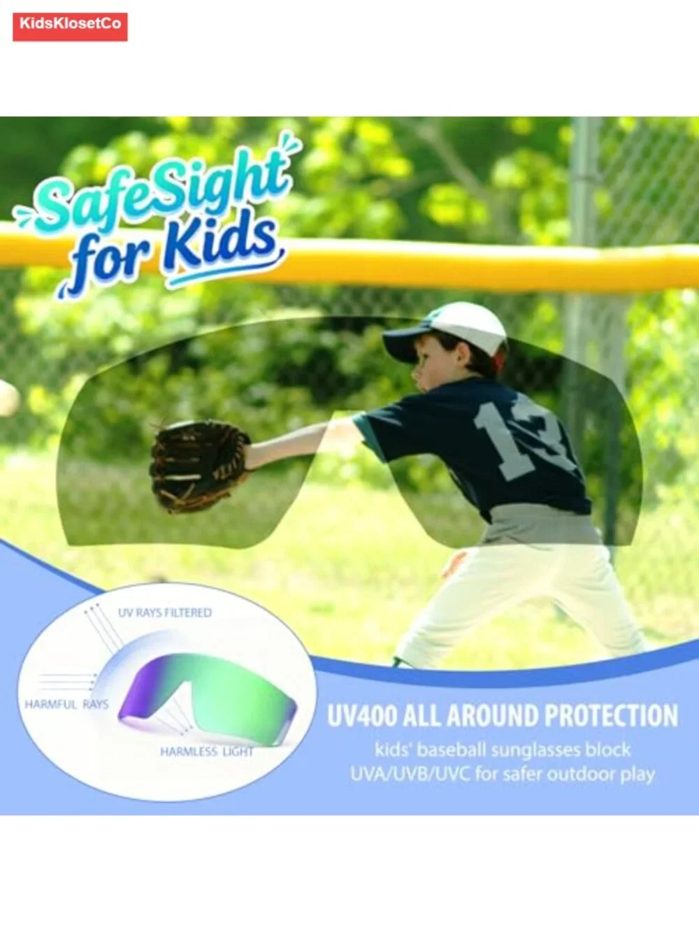 Kids Sports Sunglasses UV400 Protection TR90 Frame Polycarbonate Lenses